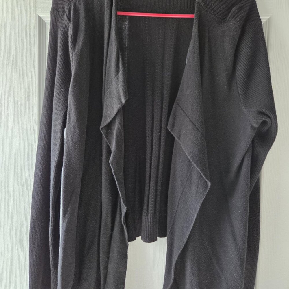 Faded Glory Sweater Cardigan Black Long Sleeve